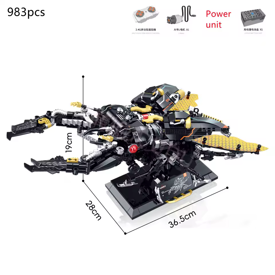 GZBricker Mechanical insects Emperor Stag Beetle Building Set Cyberpunk Compatible with Lego Animal for Adults