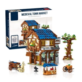 GZBricker Medieval Town Market Building Sets Compatible with Lego Architecture House Collectible Display Model for Adults