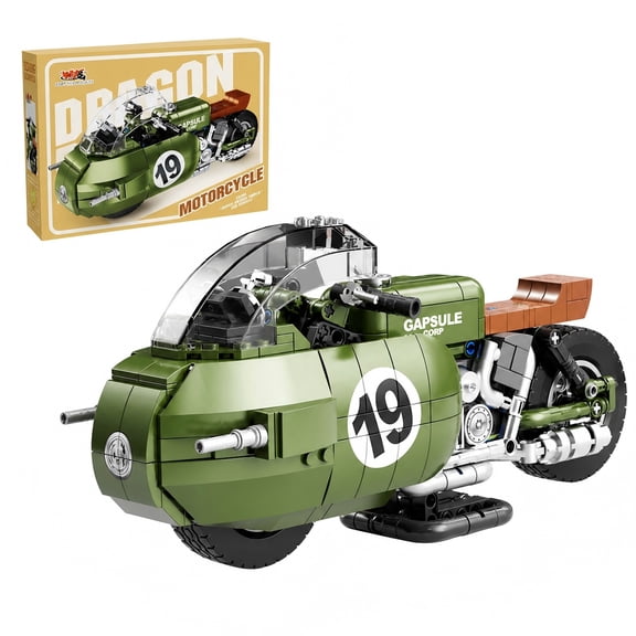 GZBricker No.19 Motorcycle Building Set Capsule Animation Compatible with Lego Vehicle Model Creative Decoration for Adults