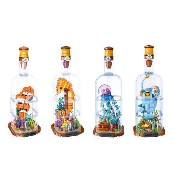 GZBricker Octopus Building Set Ocean Series Drift Bottle Compatible with Lego Animal Model Home Decoration for Adults