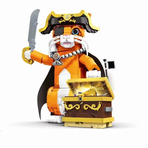 GZBricker Orange Cat Model Building Blocks Set Ornament Compatible with Lego Animal Anime Movie Series Assembly Gift for Adults Boys
