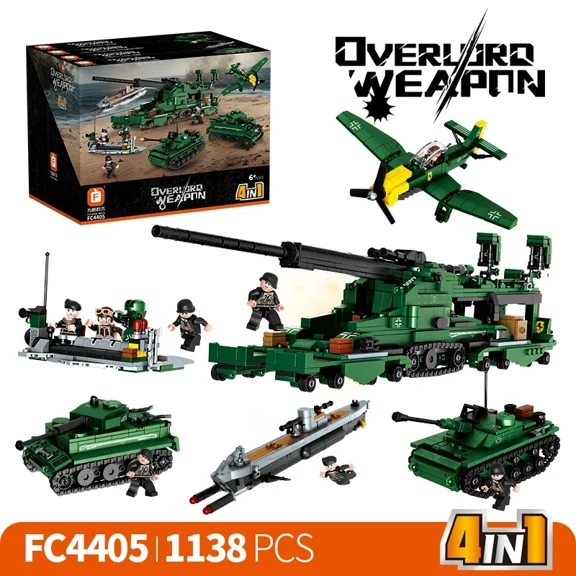 GZBricker Overlord Weapon 4-in-1 Building Set WW2 German Compatible with Lego Military Collectible Model for Adult Home Office Decor