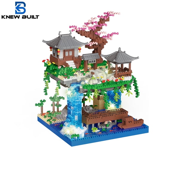 GZBricker Peach Blossom Pool Building Set Compatible with Lego Architecture Collectible Unique Chinese Landscape Model for Adults Home Office Decor