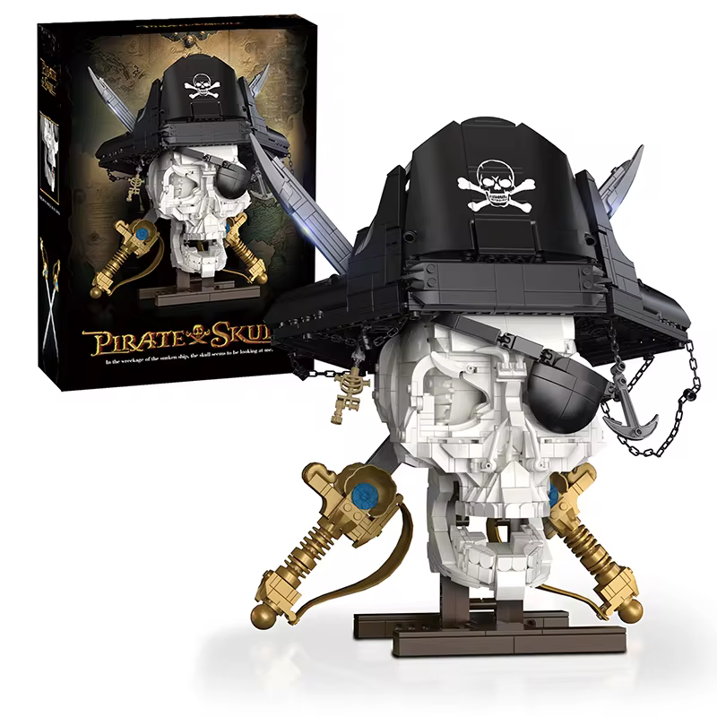 GZBricker Pirate Skull Building Sets With Double Swords Compatible with Lego Creative Model for Adults