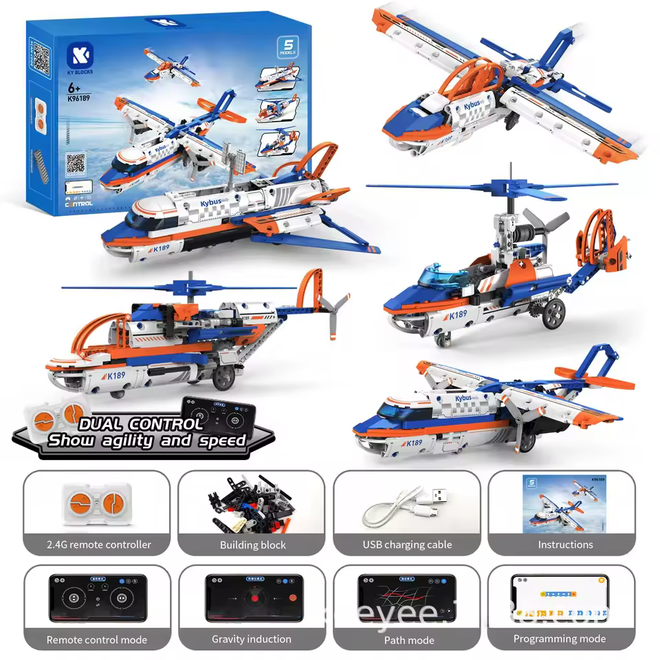 GZBricker Plane Building Set 5-in-1 APP-Controlled Vehicle Compatible with Lego Technical Model Collectible for Adults