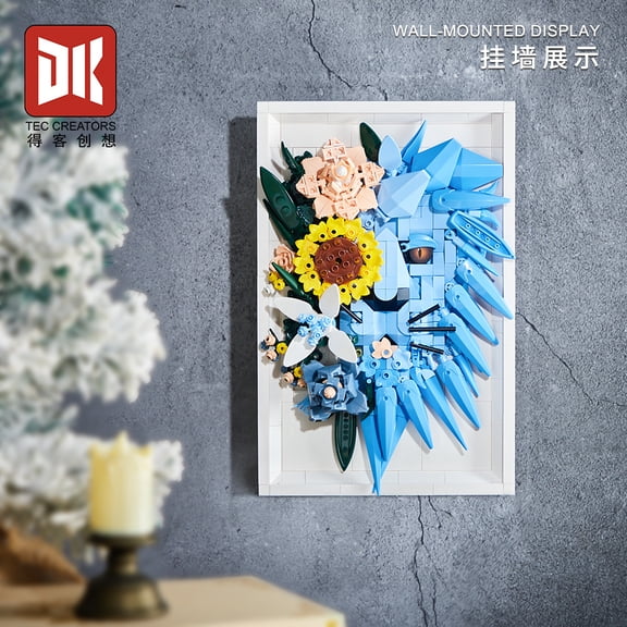 GZBricker Preserved Flower Picture Frame Building Blocks Compatible with Lego Lion Assembly Wall Hanging Ornament Holiday Gift for Women Adults Girls