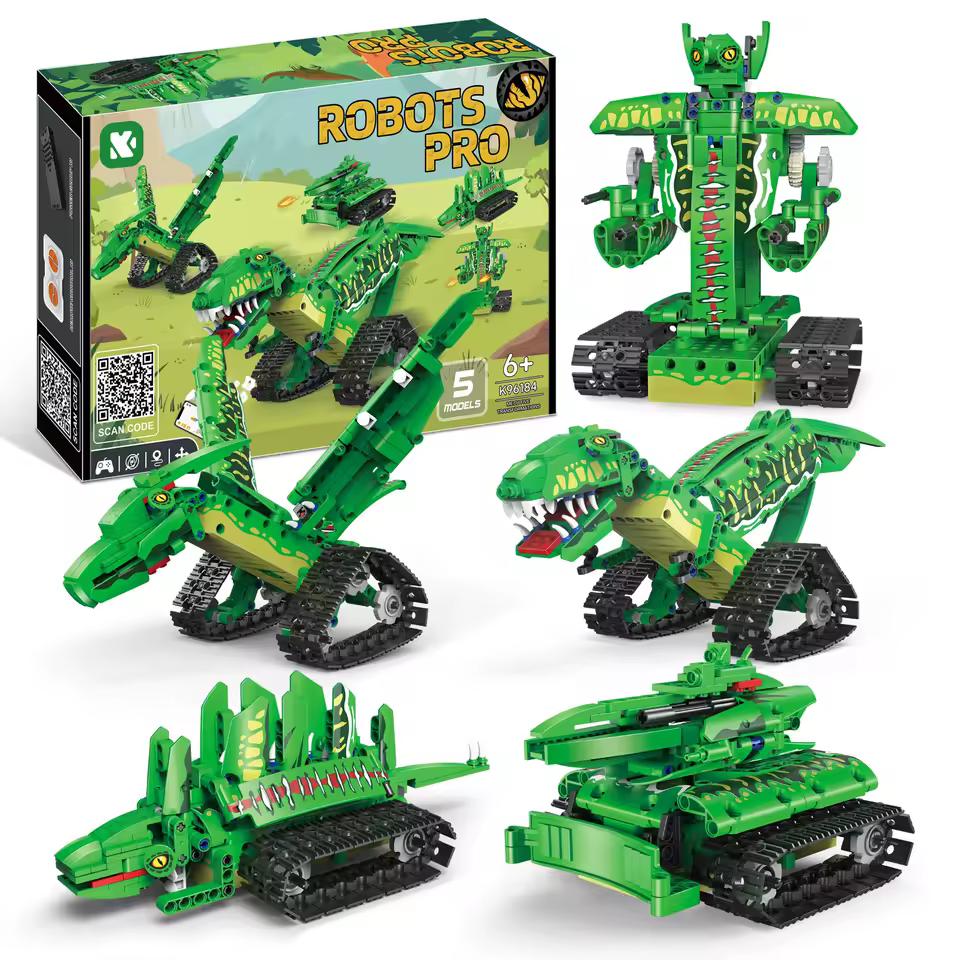 GZBricker Programmable Dinosaur Robot Building Set 5 in 1 Compatible with Lego Animal Model Collectible Home Desk Decor for Adults