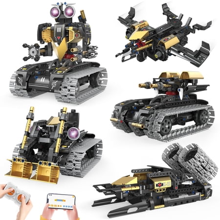 GZBricker Programmable Robot Building Set 5-in-1 Powered Remote Control Vehicle Compatible with Lego Technical Model Collectible for Adults