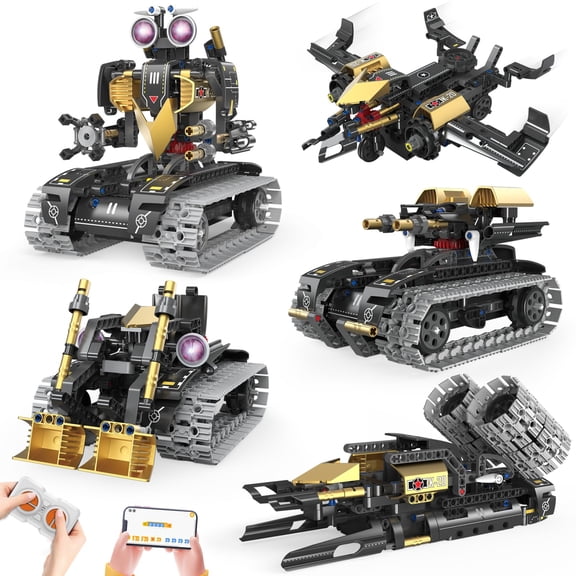 GZBricker Programmable Robot Building Set 5-in-1 Powered Remote Control Vehicle Compatible with Lego Technical Model Collectible for Adults