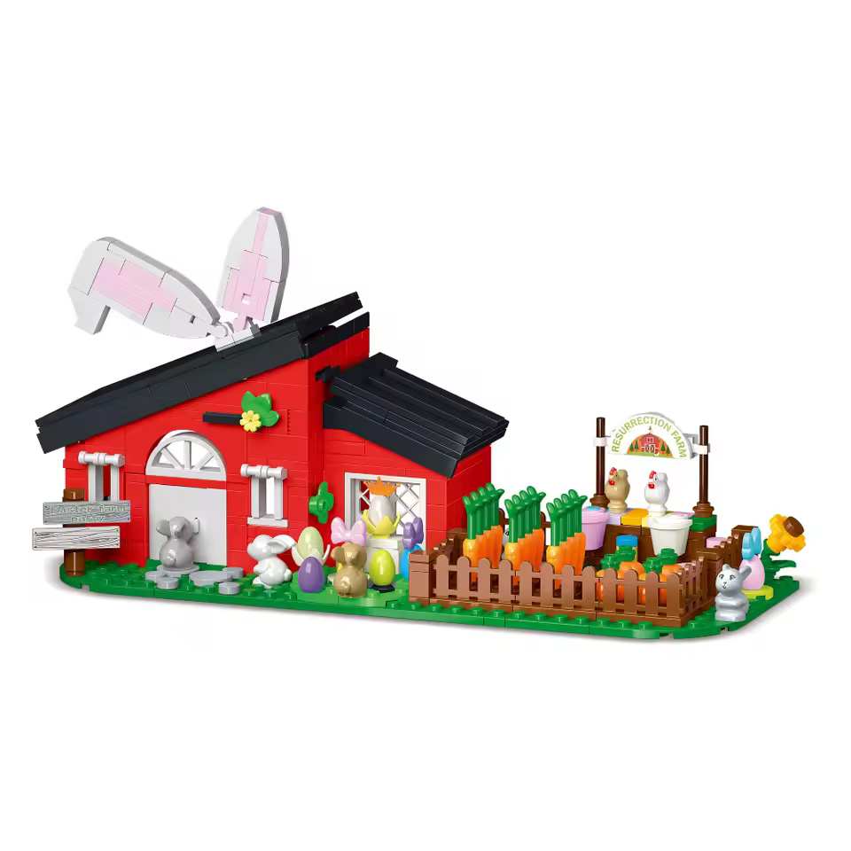GZBricker Rabbit Farm Party Model Building Set Compatible with Lego Animal Easter Rabbits House Creative for Adult