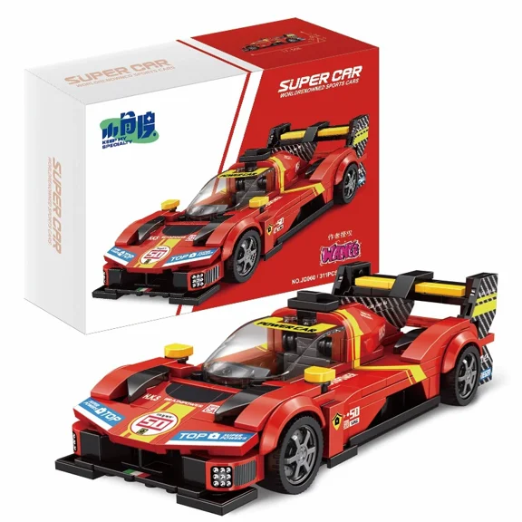 GZBricker Red Yellow Super Car Building Set Speed Champions Compatible with Lego Vehicle Sport Collectible Model for Adults Home Office Decor