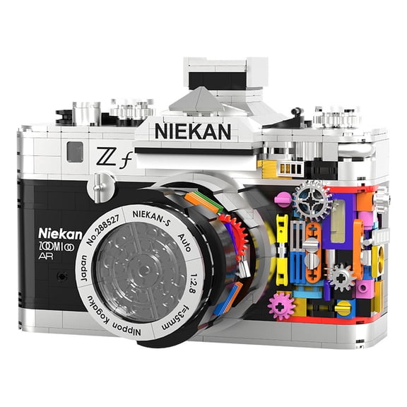 GZBricker Retro Camera Building Set Rotatable Lens Light Compatible with Lego Collectible Model for Adult Home Office Decor