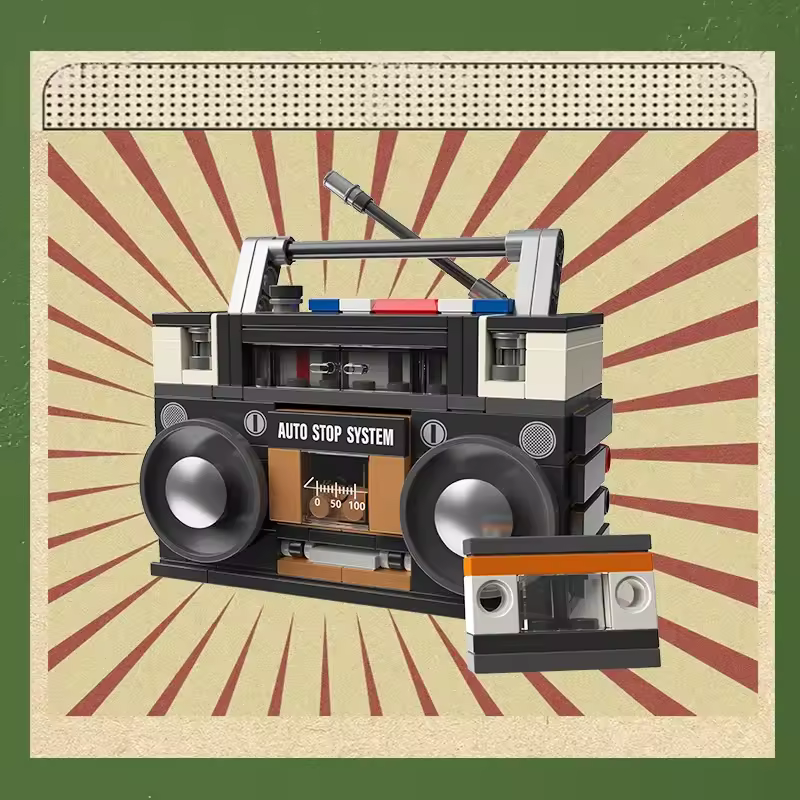 GZBricker Retro Radio Building Sets Compatible with Lego Electrical Appliances Furniture Model Home Decor for Adults