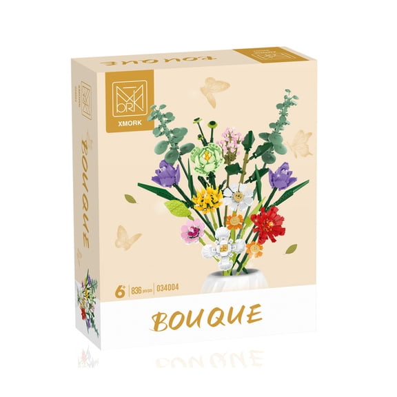 GZBricker Romantic Love Flower Bouquet Building Set Compatible with Lego Botanicals Collectible Model for Adults Home Office Decor - 836PCS