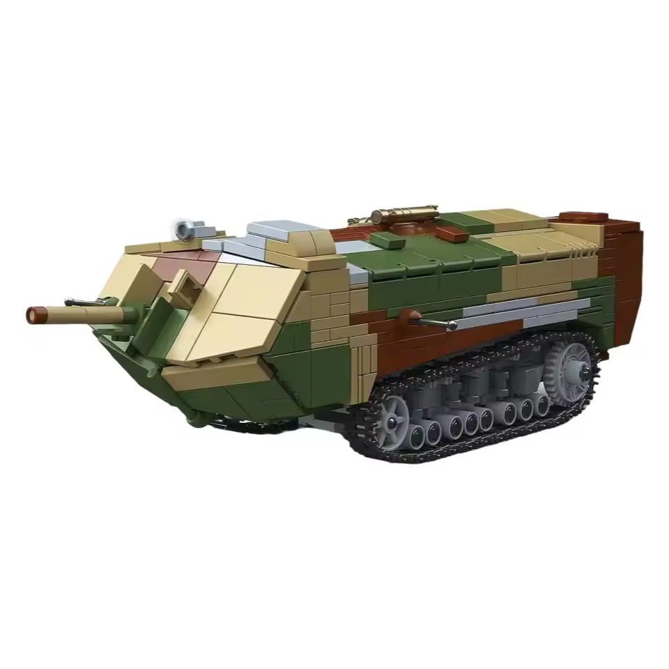 GZBricker Saint-Chamond Heavy Tank Building Set WW2 Compatible with Lego Military Vehicle Collectible Model for Adult Home Office Decor