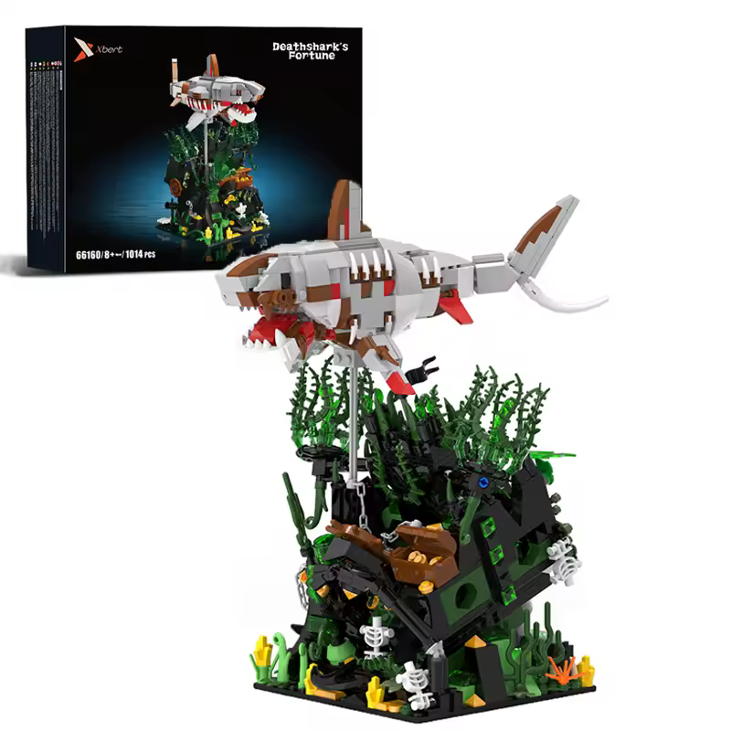 GZBricker Shark Building Set Shipwreck Skeleton Compatible with Lego Animals Marine Sunken Ship for Adults