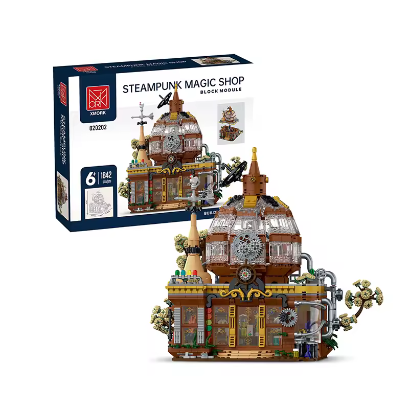 GZBricker Steampunk Magic Store Building Set Modular Collectible Model Victorian Alchemy Compatible with Lego Architecture House Street View for Adults