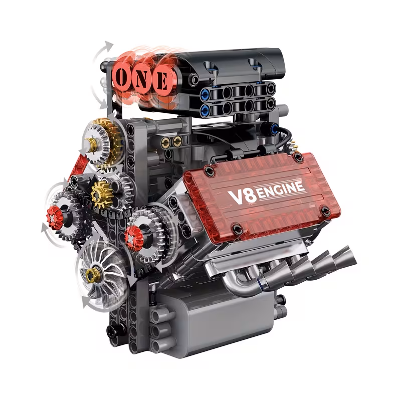 GZBricker V8 Engine Building Blocks Sets Compatible with Lego Technical Car Motor with Moving Parts Desktop Display for Adults Boys