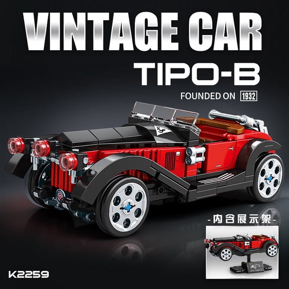 GZBricker Vintage TIPO-B Classic Car Model Building Set Technical Compatible with Lego Vehicle for Adults