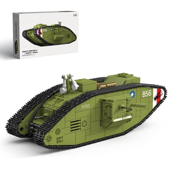 GZBricker WW1 UK MK.V Heavy Tank Building Blocks Sets Vehicles Model Collectible for Adults Boys 14+