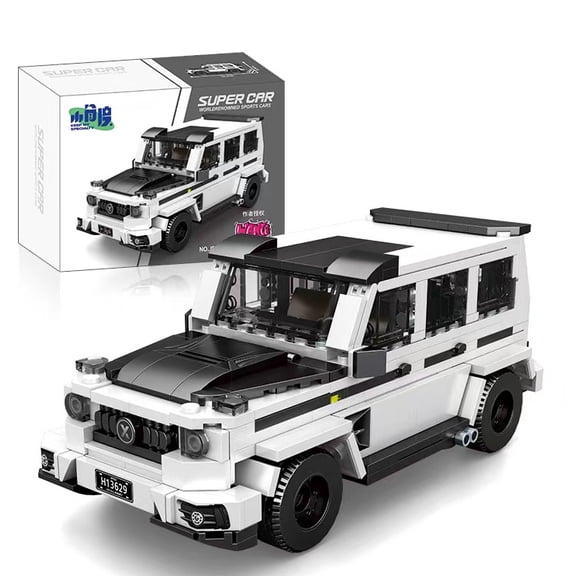 GZBricker White Black Off-Road SUV Building Set Compatible with Lego Vehicle Collectible Model for Adults Home Office Decor