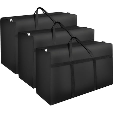 GZBtech Extra Large Storage Bags Closet Organizer, Black, 3 Pack