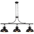 thumbnail image 1 of GZBtech Black Dome Pendant Light 3 Lights 59.06'' H Adjustable Rustic Hanging Billiard Light over The Pool Table Industrial Black Metal Chandelier for Dinning Room Kitchen Island, 1 of 6