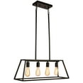 thumbnail image 1 of GZBtech Kitchen Island Linear Pendant Light 4 Lights Simple Black Linear Chandelier Hanging Light Fixture for Dining Room 53.15'' Height Adjustable, 1 of 6