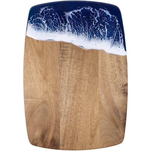 GZCMXH Acacia Wood Resin Spliced Ocean Wave Pattern Charcuterie Board