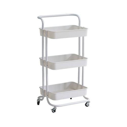 White 3-Tier Metal and ABS Rolling Utility Cart
