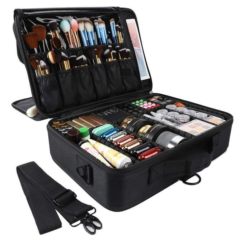 Cosmetic Bag, Makeup Organizer Bag Travel,Professional Use,Vanity Bag with  Dividers
