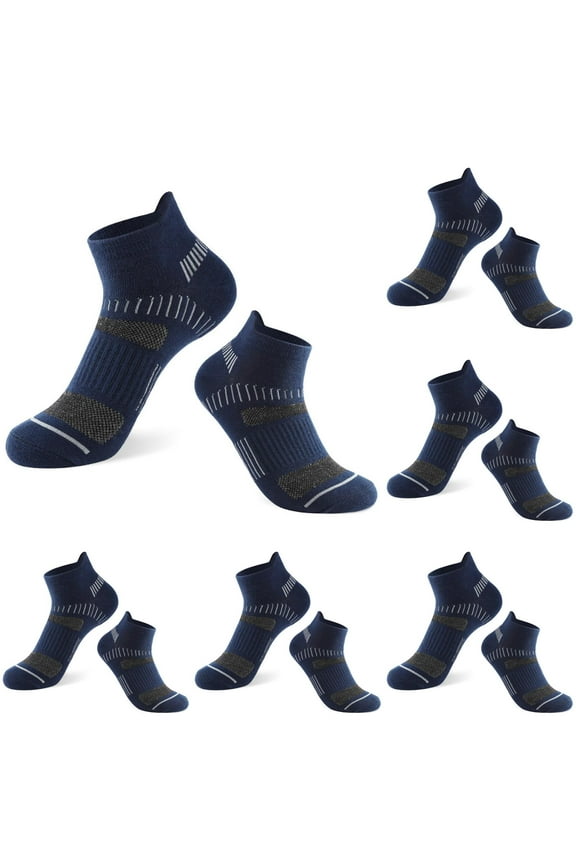 6 Pairs Athletic Socks Mens Sweat Absorbing Sports Leisure Ankle Socks Cushioned Breathable Low Cut Tab with Arch Support Running Socks Clearance Sale Value Pack
