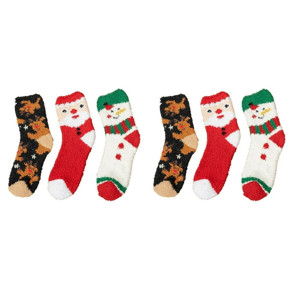 GZEFJRQM 6 Pairs Christmas Fluffy Socks Women Home Casual Sleeping Socks for 6 to 9 Size Warm Cozy Slipper Socks Christmas Gifts Thick Fluffy Winter Cozy Plush Soft Sleep Home Socks