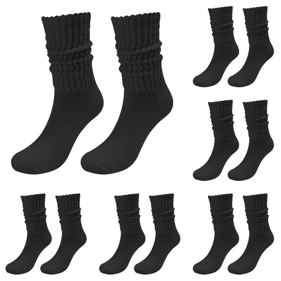 GZEFJRQM 6 Pairs Crew Socks Womens Vintage Knit Slouch Boot Socks Casual Solid Color Socks Lightweight Cotton Socks Thin Soft Breathable Dress Socks