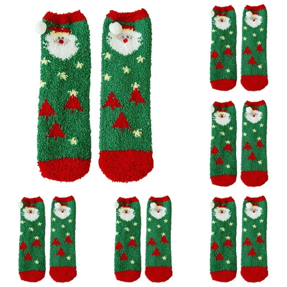GZEFJRQM 6 Pairs Fuzzy Socks for Women Christmas Socks Xmas Tree Snowflake Snowman Bow Colorful Dress Crew Socks Cozy Warm Fleece Socks Clearance Sale