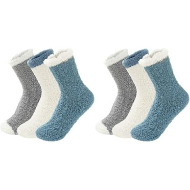 GZEFJRQM 6 Pairs Fuzzy Socks for Women Cozy Fluffy Winter Cabin Slipper Socks Fashion Color Block Warm Soft Thick Comfy Socks Plush Warm Winter Sleep Home Soft Socks
