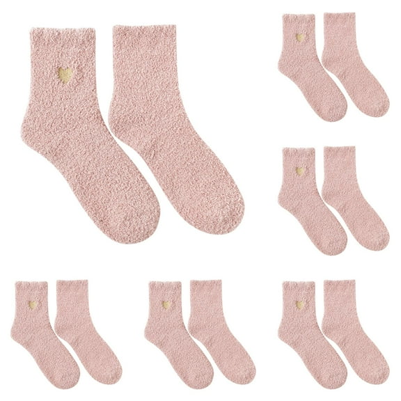 GZEFJRQM 6 Pairs Fuzzy Socks for Women Soft Fluffy Home Sleeping Socks Cozy Warm Slipper Socks Winter Warm Slipper Socks Microfiber Soft Home Sleeping Socks Christmas Gifts