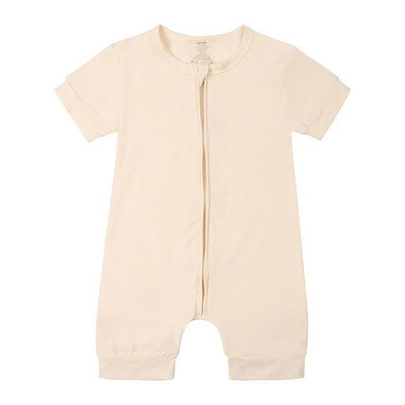 GZEFJRQM Baby Boy Zipper Romper Toddler Short Sleeve Zip Up Jumpsuits Infant Spring Summer Trendy Zipped Bodysuit Solid Color Outfits