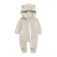 thumbnail image 1 of GZEFJRQM Baby Fleece Hooded Jumpsuit Newborn Baby Bear Fleece Outfit Footie Jumpsuit Winter Romper Snowsuit Onesies Bear Suit Warm Hooded Outfits, 1 of 8