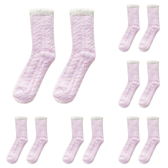 GZEFJRQM Fuzzy Socks for Women 6 Pairs Super Soft Fuzzy Plush Warm Winter Sleeping Plush Slipper Socks Colorful Warm Fluffy Crew Socks Cozy Soft Warm Home Socks for Indoor