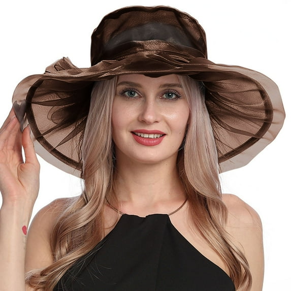 GZEFJRQM Gardening Hat for Women Women's Vintage Mesh Hat Floral Shade Holiday Brim Top Hat Sun Visor Coffee
