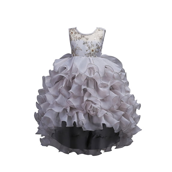 GZEFJRQM Girls Tiered Tulle Dress Kids Tutu Dress Ruffle Toddler Long Sleeve Fluffy Cute Party Ball Gowns Christmas Flower Girl Dresses