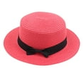thumbnail image 1 of GZEFJRQM Hat Deor Boater Straw Sun Hat Beach Fine Braid For Women Men With Bowknot Formal Occasions, 1 of 2