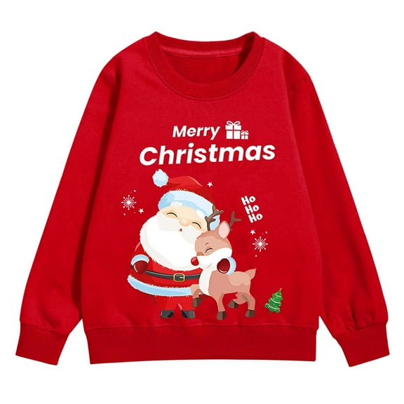 GZEFJRQM Matching Family Christmas Sweatshirts Christmas Tops Tshirt for Girls Girls' Tops Girls Size 12 Tops Kids Clothes Girls 10-12 Girls Clothes