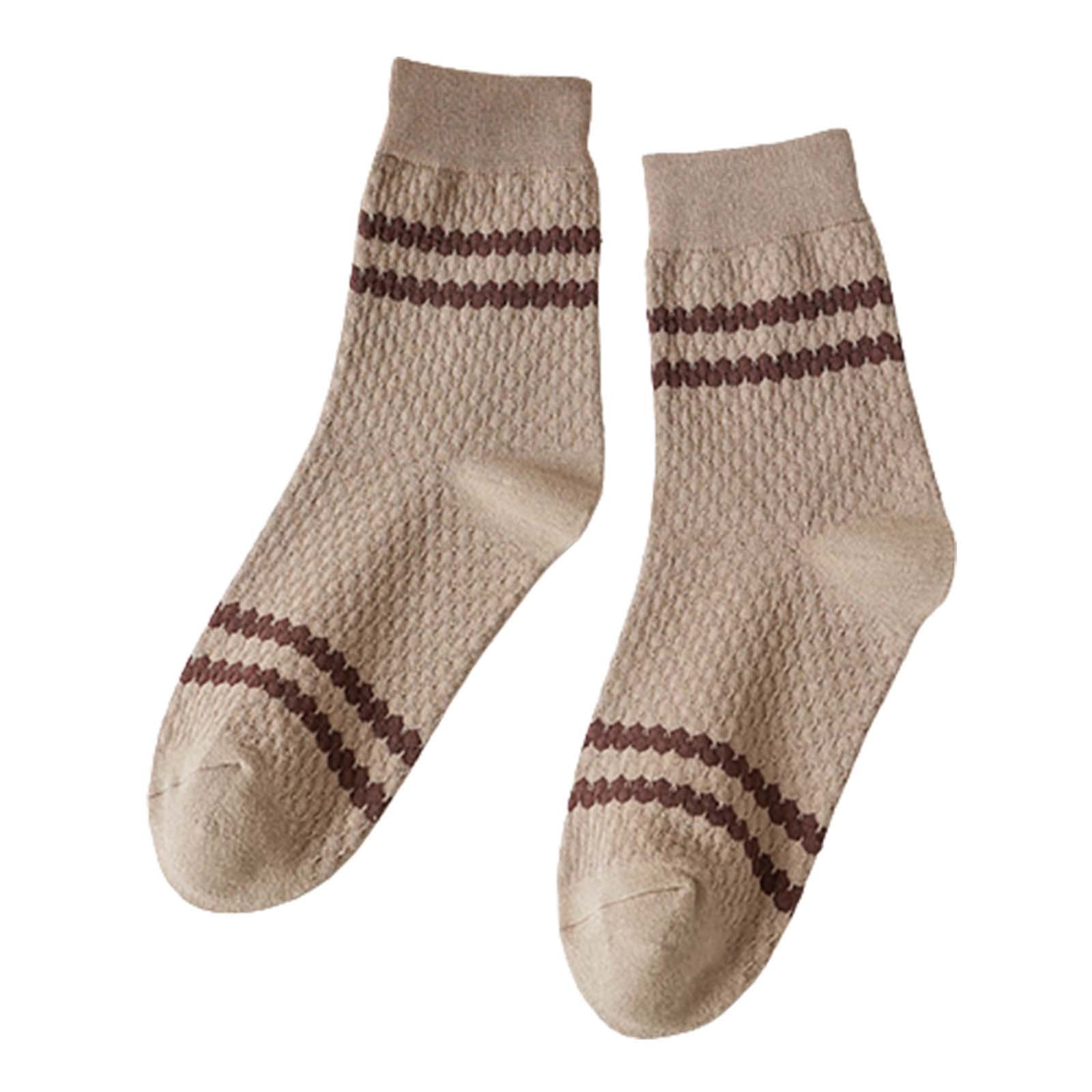 GZEFJRQM Mens Socks Men Warm Socks Stripe Socks Solid Color Soft Home