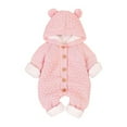 thumbnail image 1 of GZEFJRQM Newborn Baby Bear Outfit Baby Boy Girl Fleece Romper Jumpsuit Toddler Autumn Winter Pluffy Clothes Zipper Hooded Romper Snowsuit Infant Bodysuit, 1 of 4