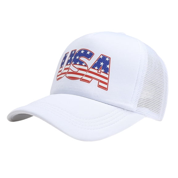 GZEFJRQM Packable Sun Hat Women Baseball Cap Summer Beach Hat American Flag Print Baseball Hat Casual Hiking Hat White-B