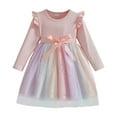 thumbnail image 1 of GZEFJRQM Toddler Rainbow Tutu Dress Girls Tulle Dresses Long Sleeve Ruffle Tiered Swing Ball Gown Fall Winter Casual Party Tulle Sundress, 1 of 6