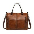 thumbnail image 1 of GZEFJRQM Travel Bag Ladies Vintage Leather Shoulder Bag Large Capacity Tote Bags Women Crossbody Bag Multi Pocket Shoulder Hand Bag Book Bag Brown, 1 of 8