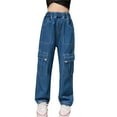 thumbnail image 1 of GZEFJRQM Wide Leg Black Jeans Girls Youth Camo Pants Jeans Spring Style Little Kids Wide Leg Pants Mopping Trousers Medium Large Girls Plus Size Clothing 18-20 Girls, 1 of 7
